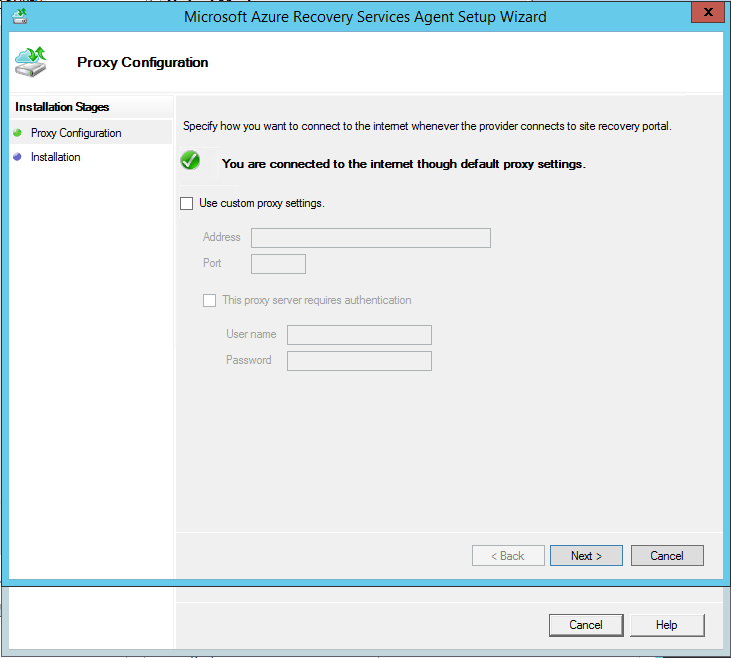 azure recovery services proxy