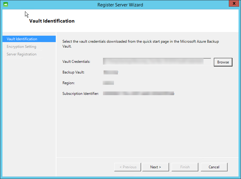azure recovery services confirm vault identification