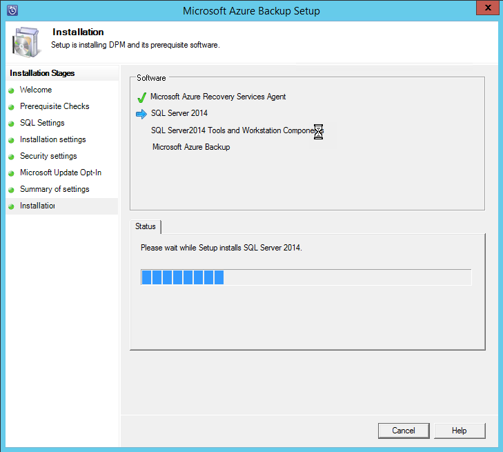 azure recovery services azure backup server install