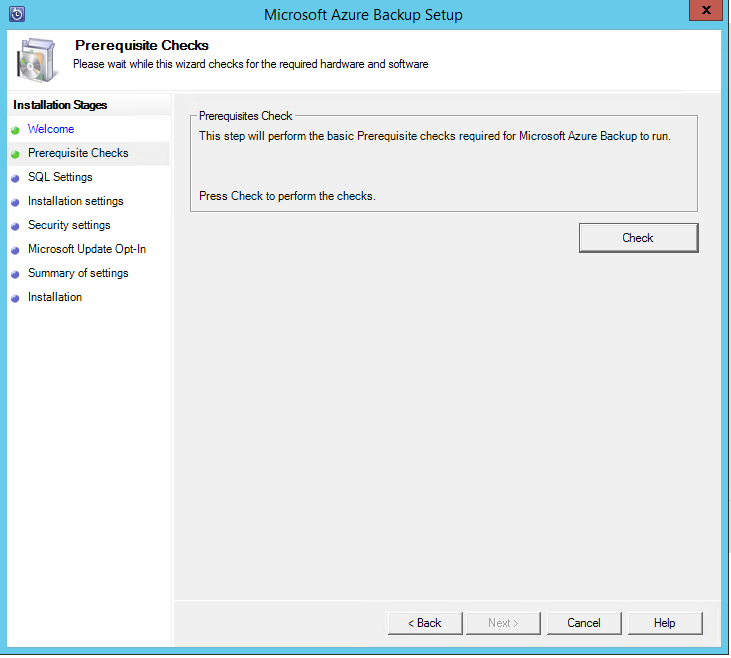 azure recovery services prerequisites check